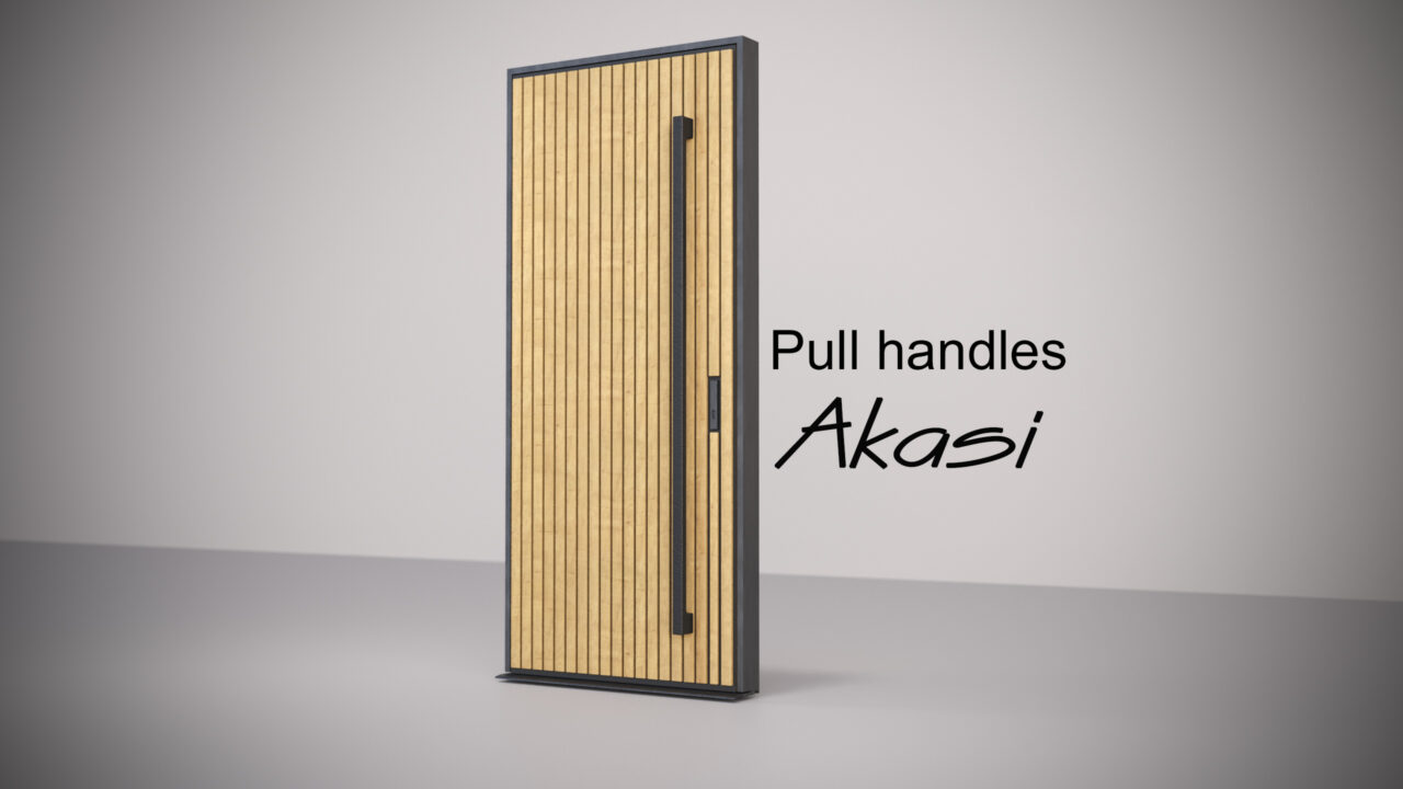 Wooden pull handles AKASI for front door oak