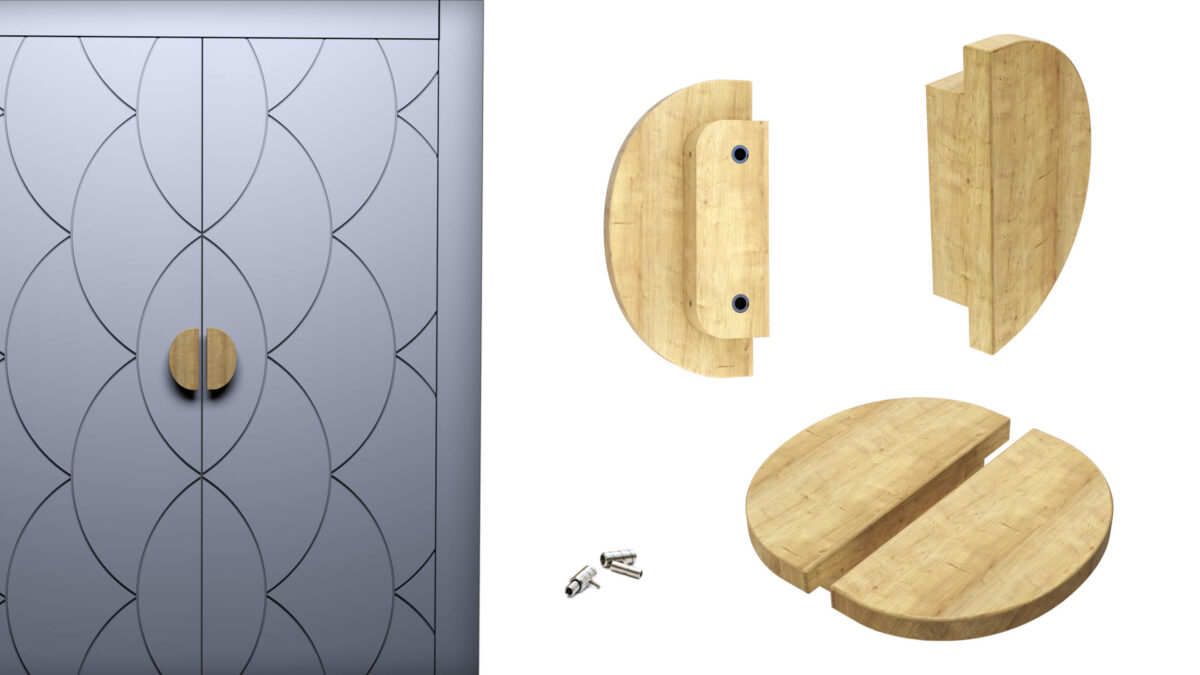 Semicircular door handle D-2010C wooden set of 2 pieces