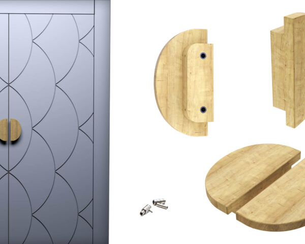 Semicircular door handle D-2010C wooden set of 2 pieces