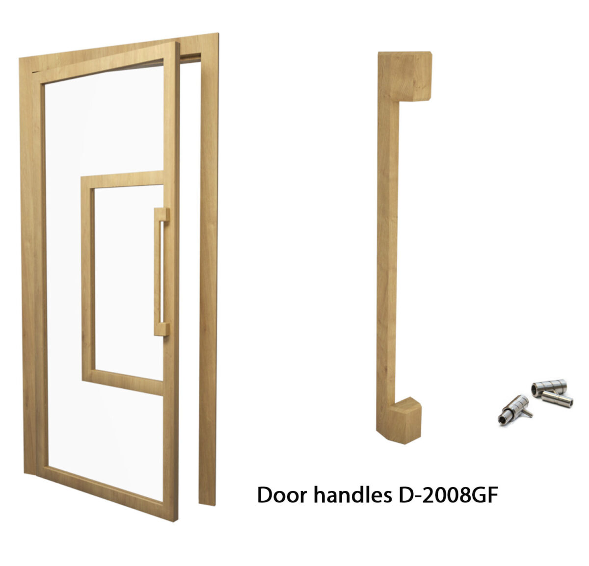 Long door knob D-2008GF  2 pieces of solid wood