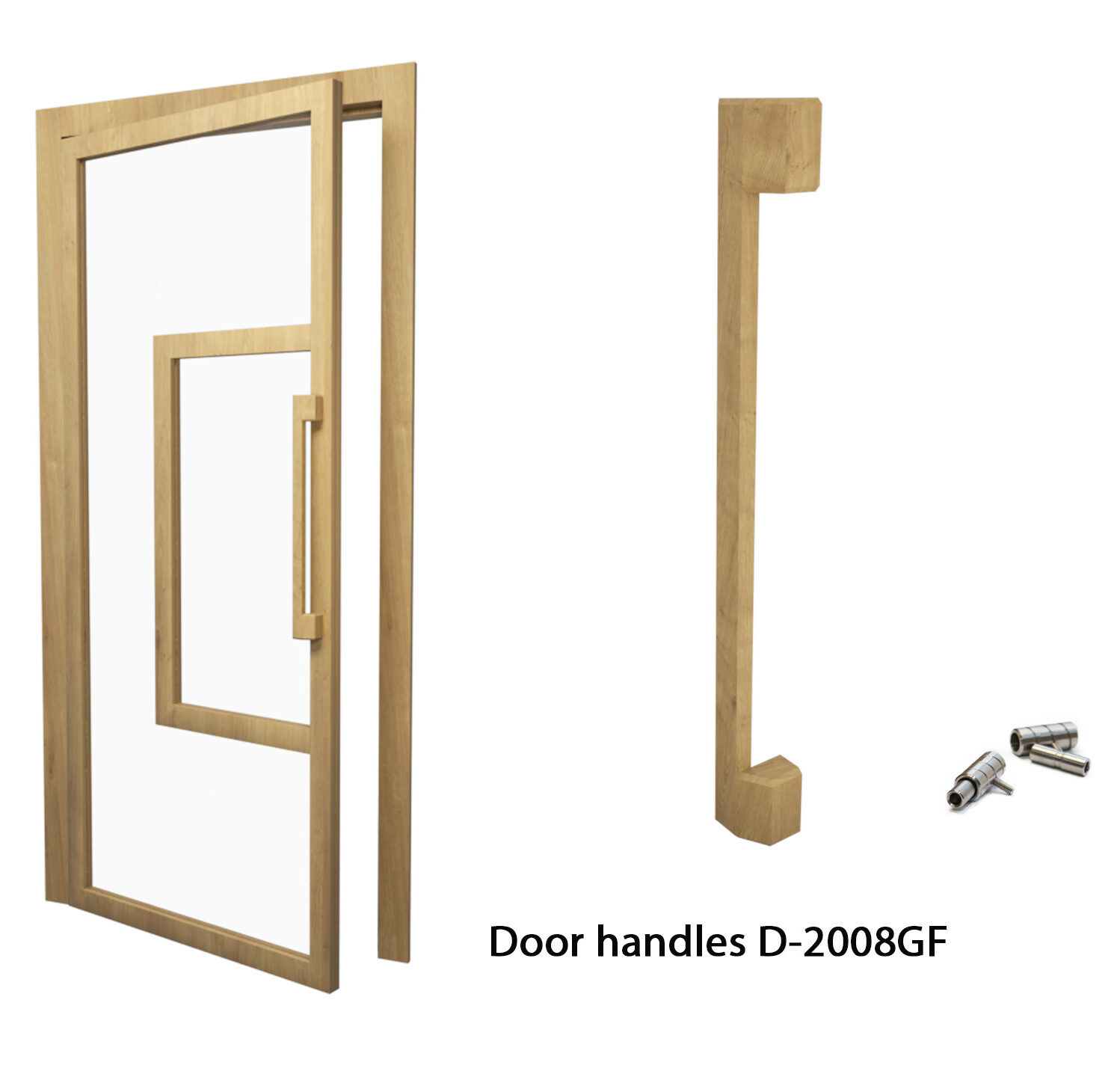 Long door knob D-2008GF of solid wood