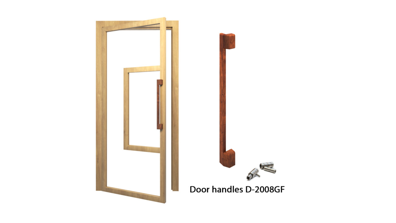 Długa klamka do drzwi D-2008GF z litego drewna