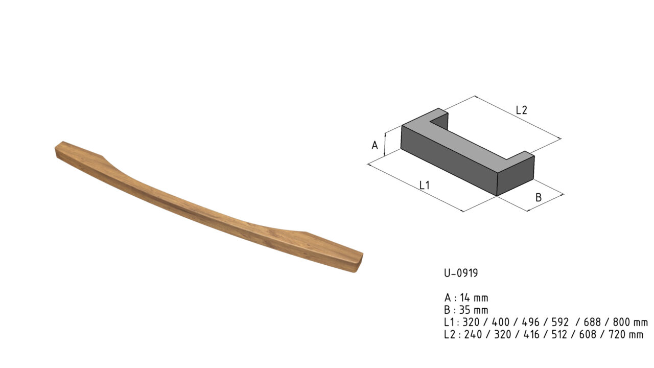 Solid wood handle U-0919 size