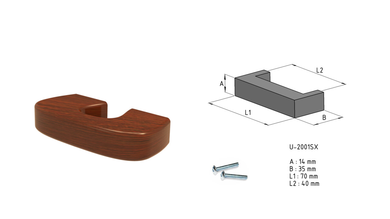 Wooden handles for furniture U-2001XS spacing 40 mm