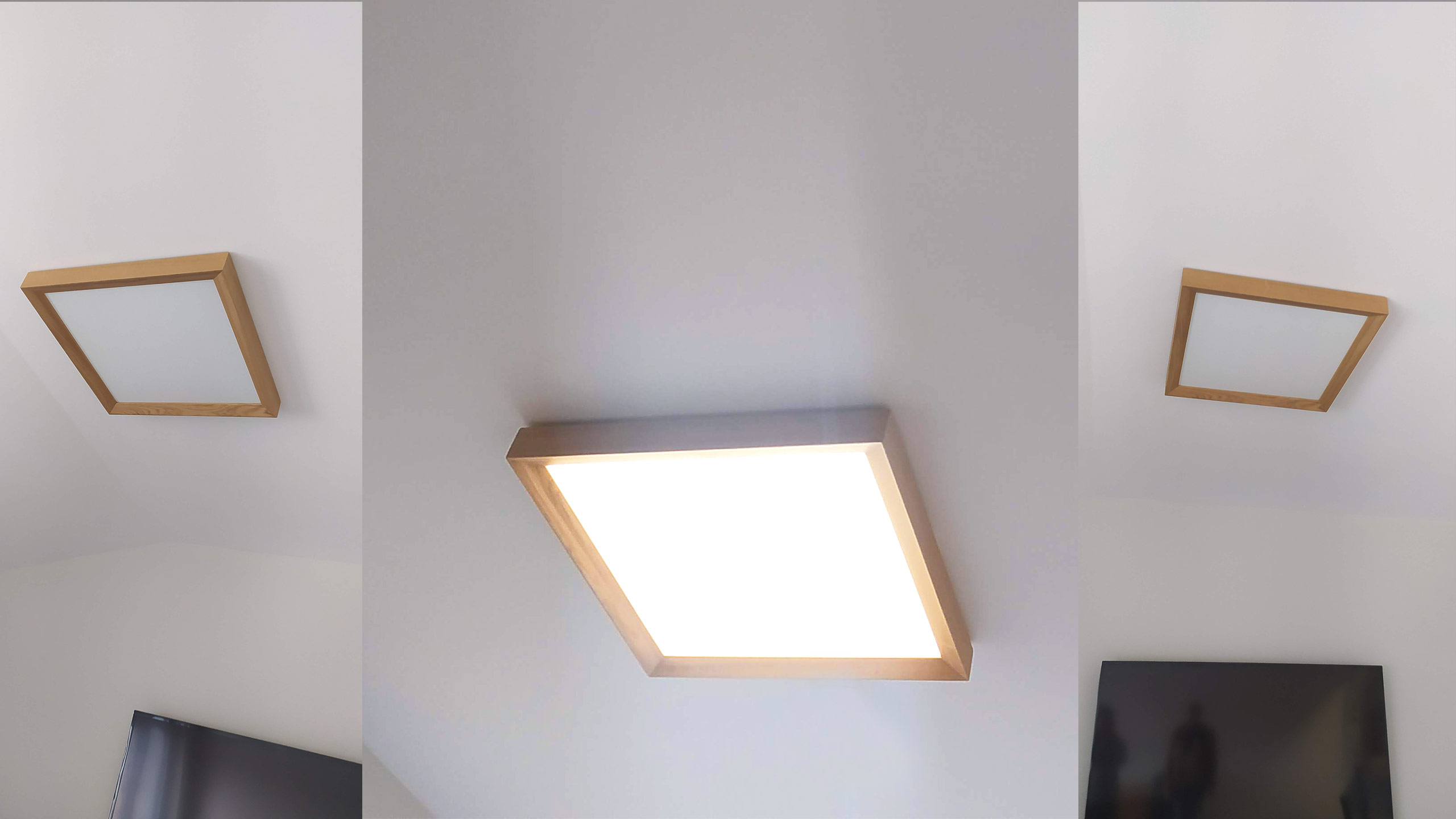 Wooden lamp LED panel 60x60 cm Slim FLORENCE ceiling lamp housing natural wood